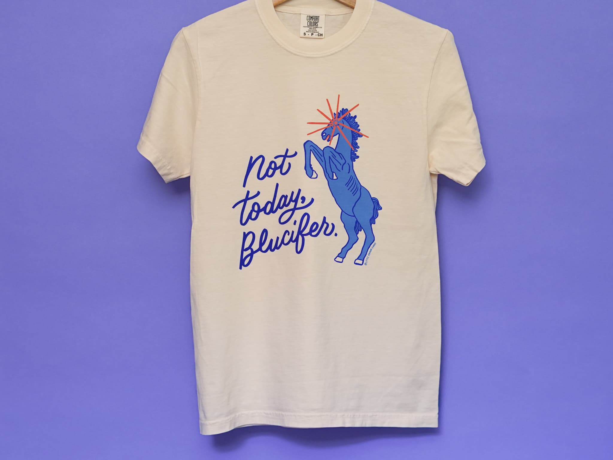 not today, blucifer unisex tee. you feel a demonic aura emanating from the veiny horse, yet you can’t look away